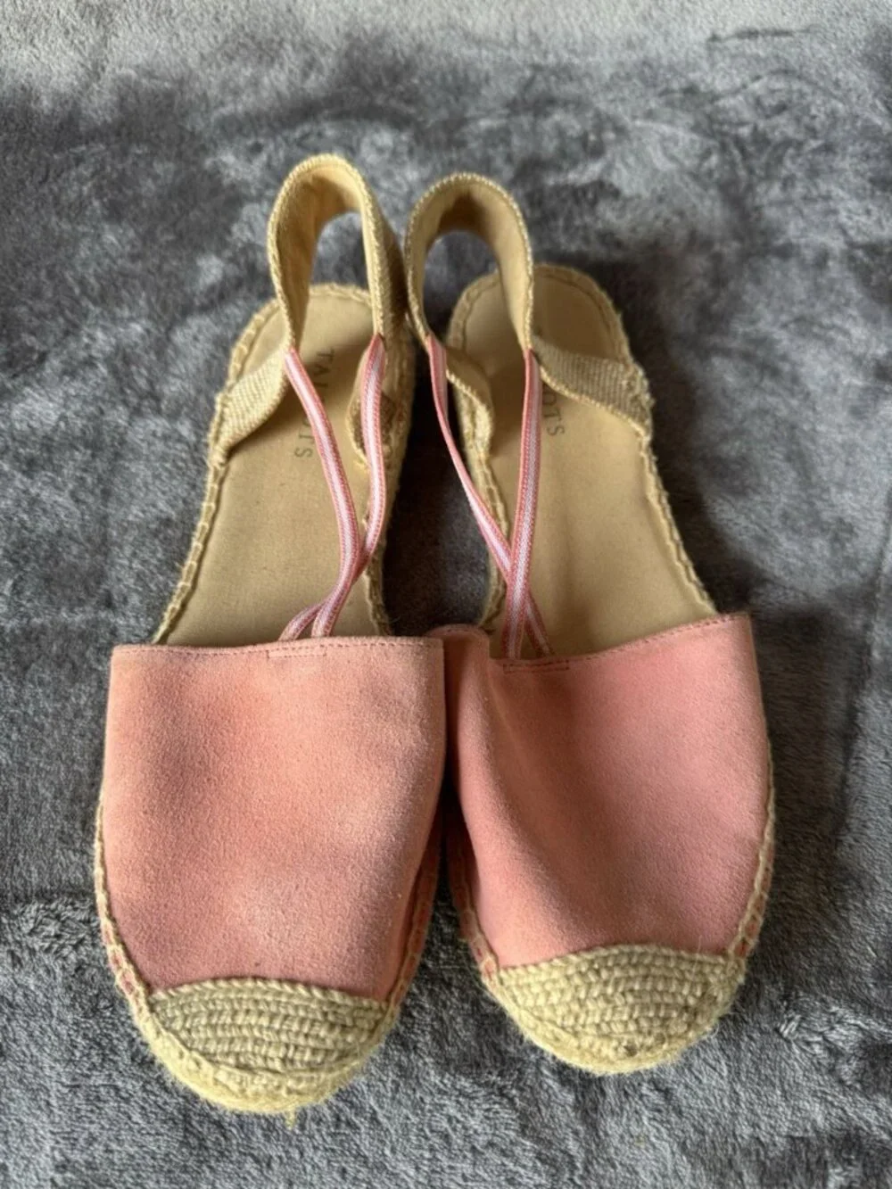 TALBOTS Pink Suede Leather Espadrilles Sandals Flats Sz 9.5 Casual Church Chic